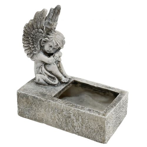 Floristik24 Jardinière avec ange gris 17cm