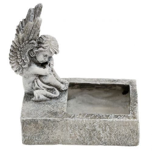 Floristik24 Jardinière avec ange gris 17cm