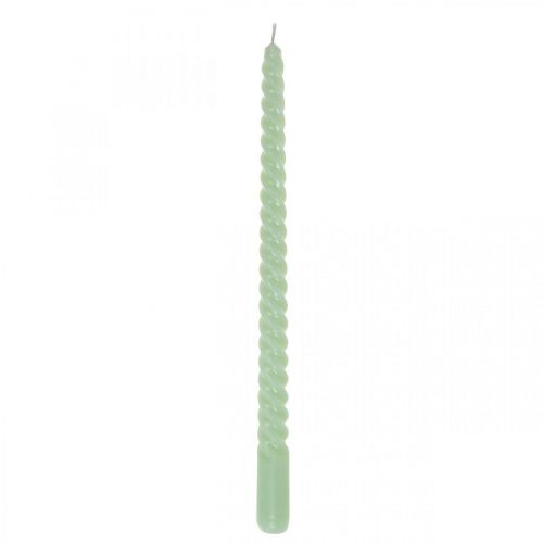 Bougies torsadées bougies spirales vert menthe Ø2.2cm H30cm 2pcs