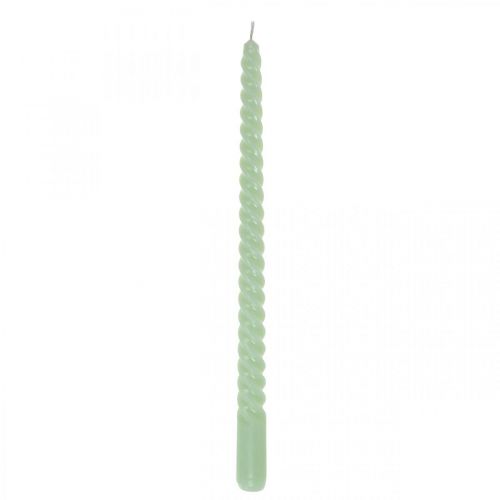 Floristik24 Bougies torsadées bougies spirales vert menthe Ø2.2cm H30cm 2pcs