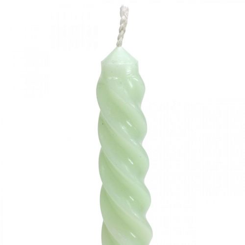 Floristik24 Bougies torsadées bougies spirales vert menthe Ø2.2cm H30cm 2pcs