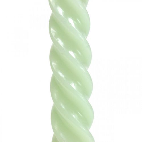 Floristik24 Bougies torsadées bougies spirales vert menthe Ø2.2cm H30cm 2pcs