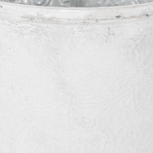 Article Pot de fleurs décoratif en métal blanc, Ø 18,5 cm, H 18 cm