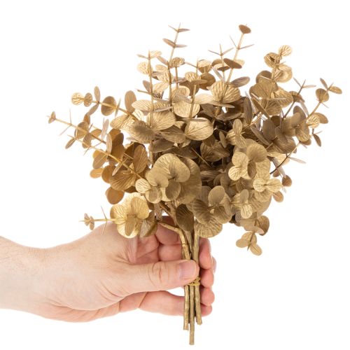 Eucalyptus artificiel, branche décorative dorée pour décoration de table, 24 cm | Floristik24.be