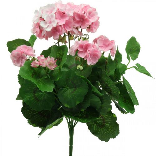 Article Fleur artificielle de géranium Buisson de géranium rose artificiel 7 fleurs H38cm