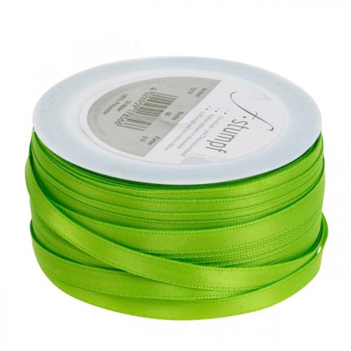 Article Ruban décoratif, ruban cadeau, vert clair, 6 mm, 50 m
