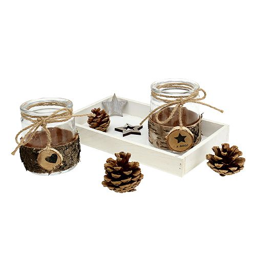 Floristik24 Plateau de coffret cadeau avec verres à bougie