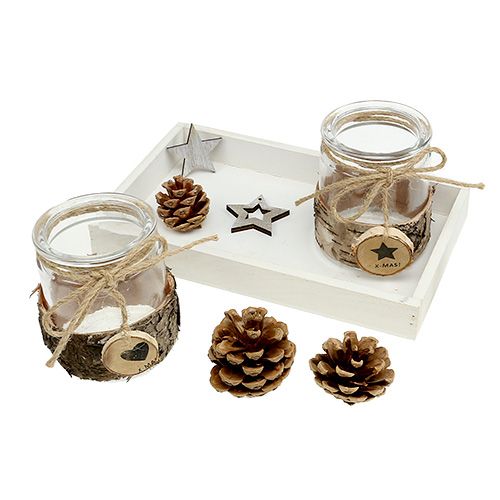 Floristik24 Plateau de coffret cadeau avec verres à bougie