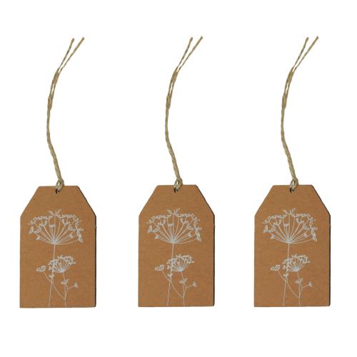 Étiquettes cadeaux en papier fleurs marron 8×5cm 24 pcs