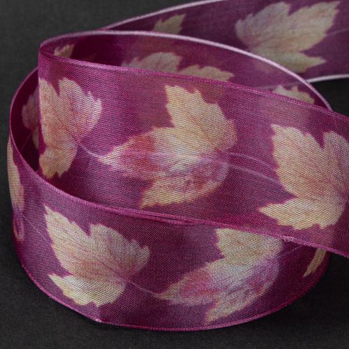Article Ruban cadeau feuilles d'érable ruban violet automne 40mm 15m