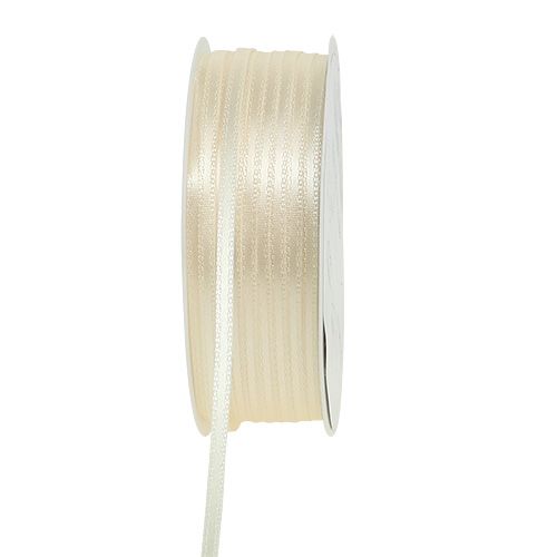 Floristik24 Ruban cadeau crème 3mm x 50m