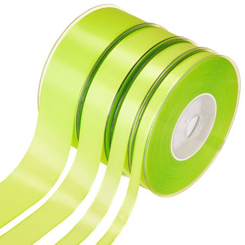 Ruban cadeau décoratif vert citron 50 m différentes tailles