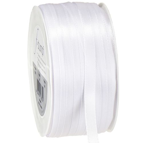 Floristik24 Ruban cadeau ruban décoratif ruban satin blanc 6mm 50m