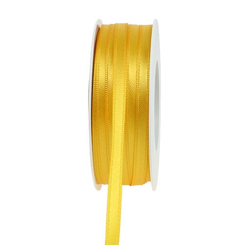 Article Ruban décoratif étroit en taffetas, ruban cadeau jaune 6 mm, 50 m