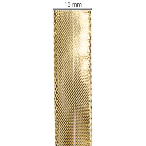 Ruban cadeau doré à bordure métallique, 15 mm de large, 25 m de long | Floristik24.be