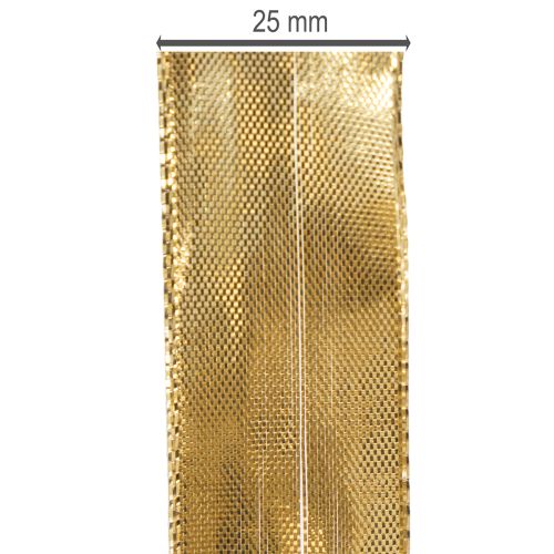 Ruban cadeau doré à bordure métallique, 25 mm de large, 25 m de long | Floristik24.be