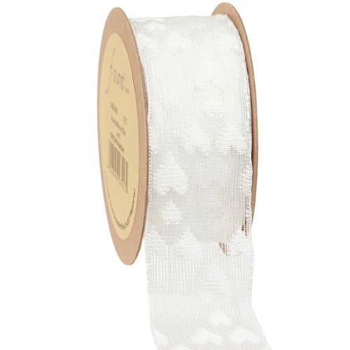 Article Ruban cadeau coeurs ruban maille blanc paillettes 40mm 10m