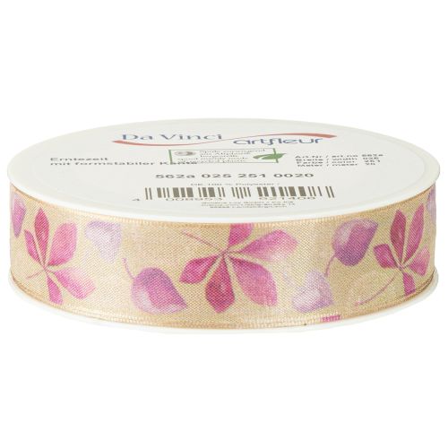 Article Ruban cadeau feuilles d&#39;automne violet ruban déco automne 25mm 20m