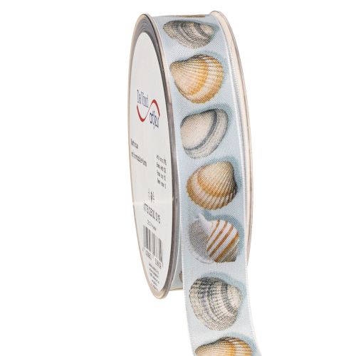 Article Ruban cadeau décoration maritime coquillages bleu 25mm 15m
