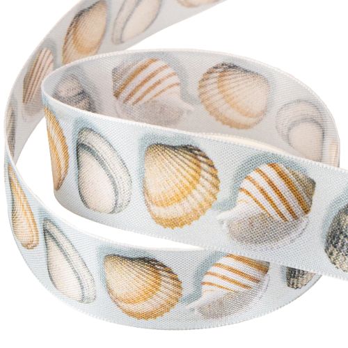 Article Ruban cadeau décoration maritime coquillages bleu 25mm 15m