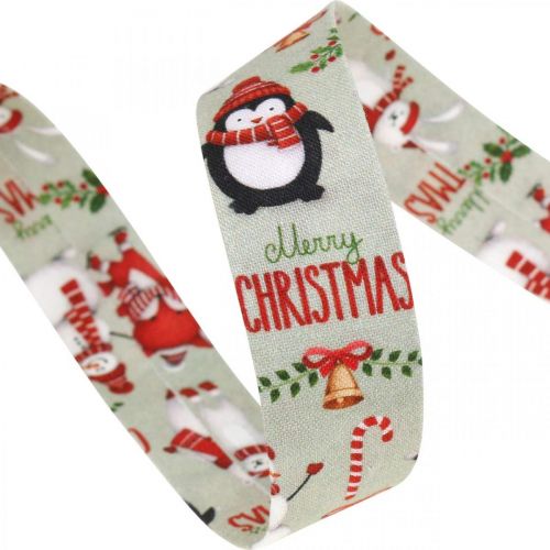 Ruban cadeau Joyeux Noël pingouins Ruban de Noël 25mm 8m