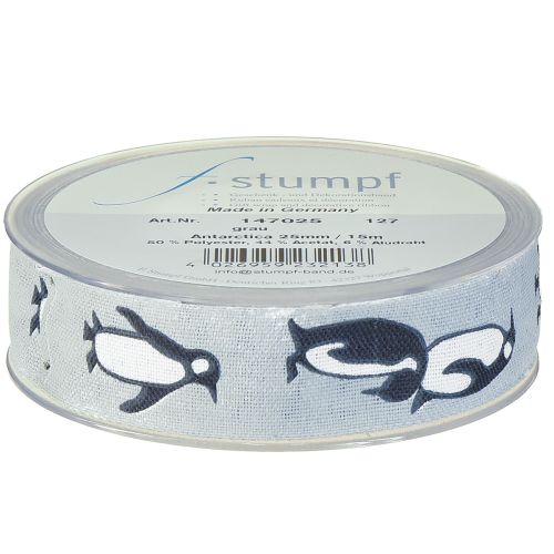 Article Ruban cadeau pingouins ruban de Noël tissu 25 mm 15 m