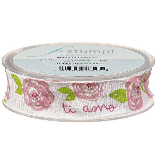 Article Ruban cadeau roses « Ti amo » ruban décoratif romantique 25mm 20m