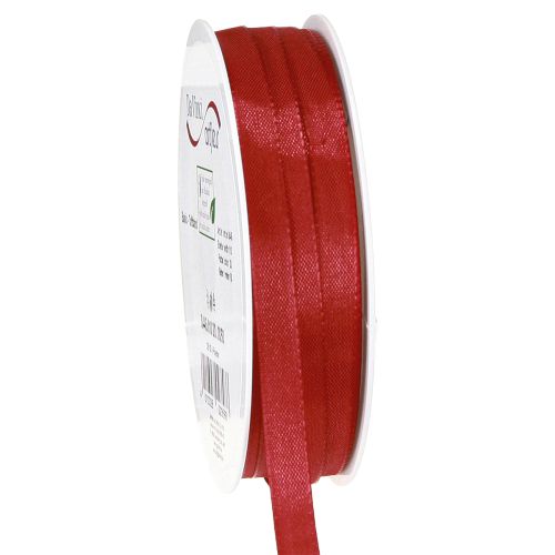 Floristik24 Ruban cadeau rouge décoratif en taffetas rouge clair 10 mm 50 m