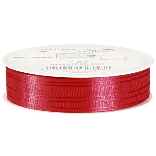 Article Ruban cadeau rouge décoratif en taffetas rouge clair 10 mm 50 m
