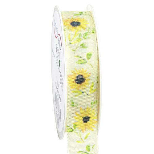 Floristik24 Ruban cadeau ruban de soie tournesol jaune 25mm 18m