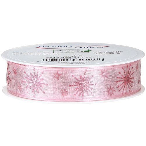 Article Ruban cadeau étoiles Ruban de Noël rose 25 mm 20 m