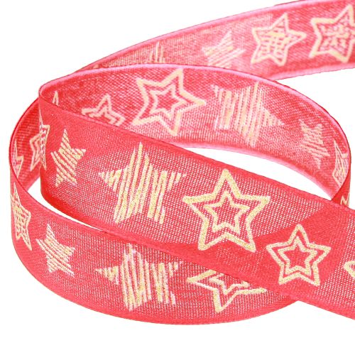 Article Ruban cadeau étoiles Ruban de Noël rouge or 25 mm 18 m