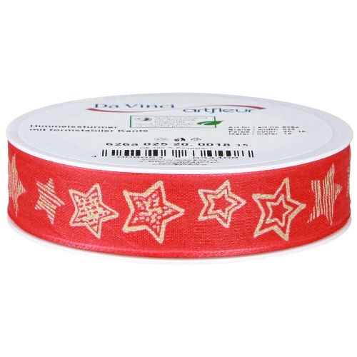 Article Ruban cadeau étoiles Ruban de Noël rouge or 25 mm 18 m