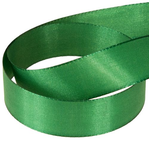 Article Ruban cadeau en taffetas décoratif vert foncé 25 mm × 50 m