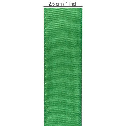 Article Ruban cadeau en taffetas décoratif vert foncé 25 mm × 50 m