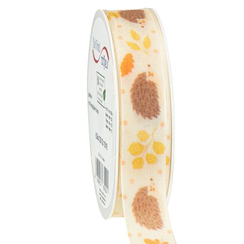 Floristik24 Ruban cadeau ruban lisière automne hérisson 15mm 18m