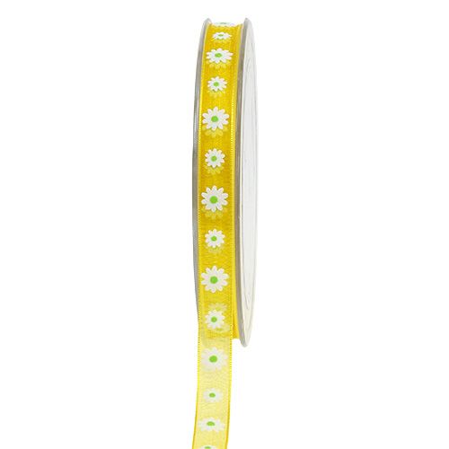 Floristik24 Ruban cadeau jaune avec fleur 10mm 20m