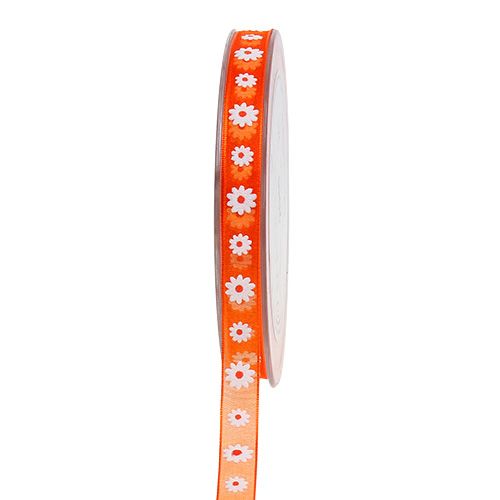 Floristik24 Ruban cadeau orange avec fleur 10 mm 20 m