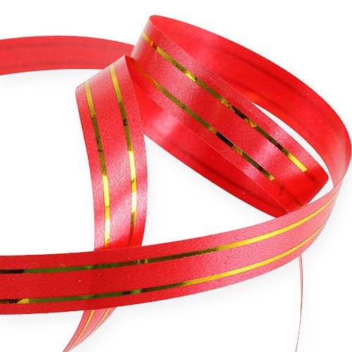 Article Ruban cadeau 2 bandes dorées sur rouge 10 mm 250m