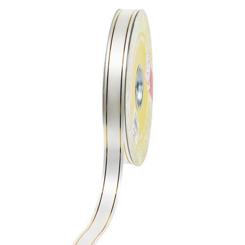 Floristik24 Ruban cadeau 2 rayures or sur blanc 19mm 100m