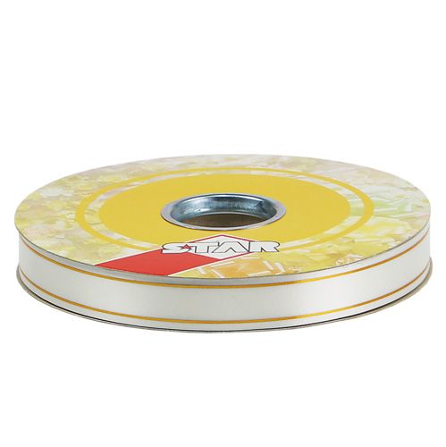 Article Ruban cadeau 2 bandes dorées sur blanc 19mm 100m