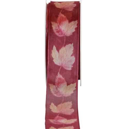Ruban cadeau feuilles d&#39;érable ruban violet automne 40mm 15m