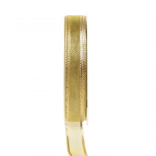 Ruban cadeau effet anneau doré 15mm 25m