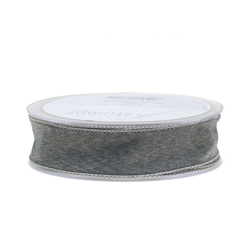 Floristik24 Ruban cadeau gris mat 25 mm 20 m