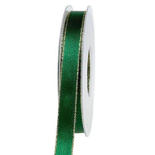 Floristik24 Ruban cadeau décoratif vert avec bord doré 15 mm 25 m