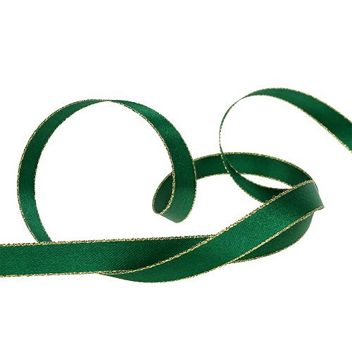 Floristik24 Ruban cadeau décoratif vert avec bord doré 15 mm 25 m