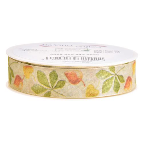 Article Ruban cadeau feuilles d'automne vertes ruban déco automne 25mm 20m