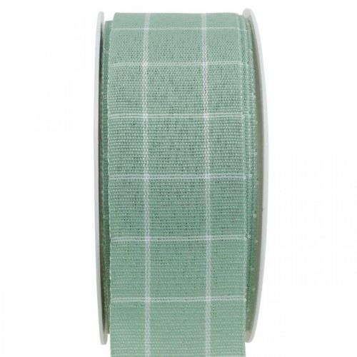 Article Ruban cadeau ruban déco damier vert pastel 35mm 20m