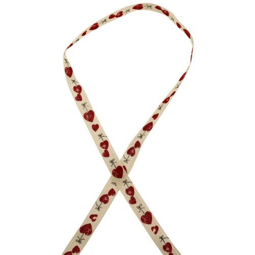 Article Ruban cadeau coeurs ruban coton décoratif 15mm 20m