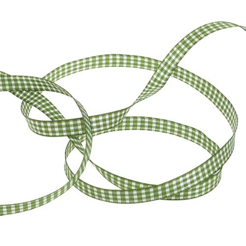 Article Ruban cadeau carreaux vert 8mm 20m